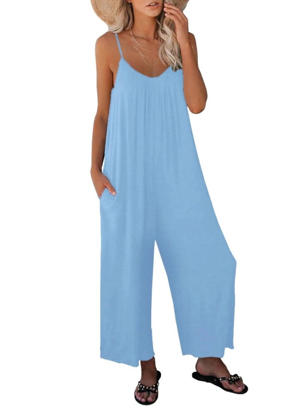 Women Casual Jumpsuits Summer Sleeveless Loose Jumpsuit Shoulder Strap